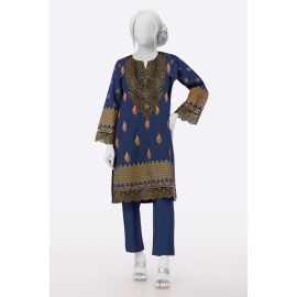 Navy Blue Embroidered 2PC
