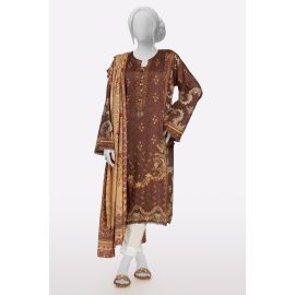 Brown Printed Kurti With Dupatta