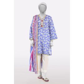 Blue Printed Kurti With Dupatta