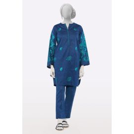 Navy Blue Embroidered 2PC