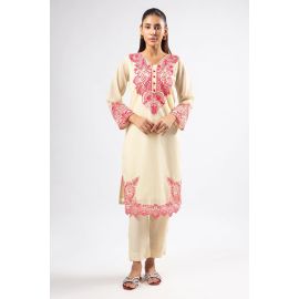 Beige Embroidered 2PC