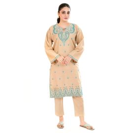 Beige Embroidered 2PC
