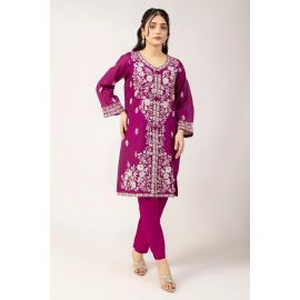 Dark Pink Embroidered 2PC