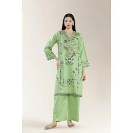 Embroidered Cambric Green 2Pc