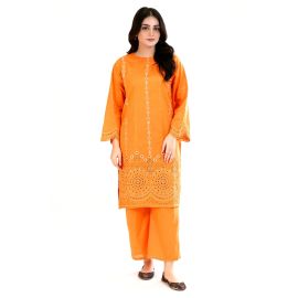 Orange Embroidered 2PC