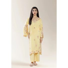 Embroidered Cambric Yellow 2PC