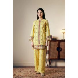 Printed Yellow 2PC Suit