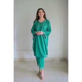 Embroidered Cotton Green 2PC
