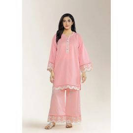 Embroidered Jacquard Peach 2PC