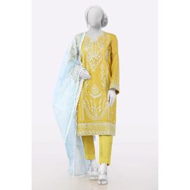 Yellow Embroidered 3PC