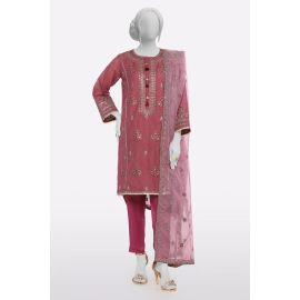 Purple Embroidered 3PC