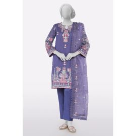 Purple Embroidered 3PC