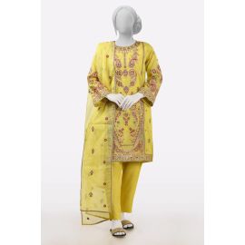 Yellow Embroidered 3PC
