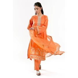 Orange Embroidered 3PC