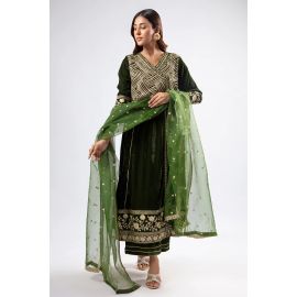 Olive Embroidered 3PC