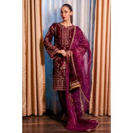 Magenta Embroidered 3PC
