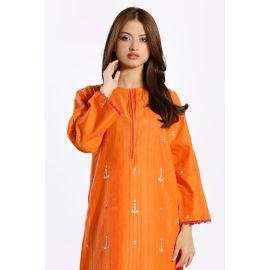 Orange Embroidered Kurti