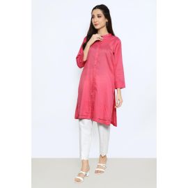 Slub Pink Stitched Kurti