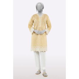 Beige Embroidered Kurti