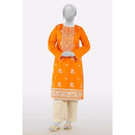 Orange Embroidered Kurti