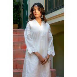 Off White Embroidered Kurti