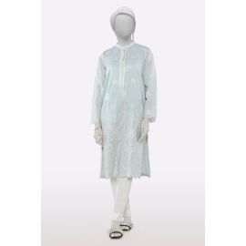 Light Grey Embroidered Kurti
