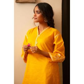 Yellow Embroidered Kurti