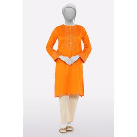 Orange Embroidered Kurti