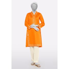 Orange Embroidered Kurti