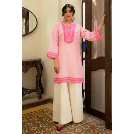 Pink Embroidered Kurti