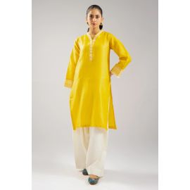 Yellow Embroidered Kurti