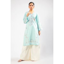 Sky Blue Embroidered Kurti