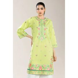 Dyed Embroidered Cambric-Parrot Green Shirt