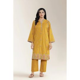 Embroidered Jacquard Mustard 2PC
