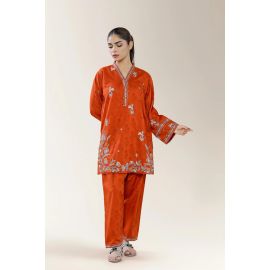 Embroidered Viscose Rust 2PC