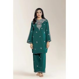 Embroidered Jacquard Green 2PC