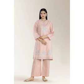 Embroidered Viscose Self Jacquard Peach 2Pc