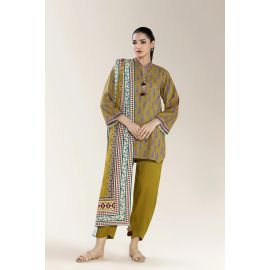 Printed Staple Viscose-Mustard 3PC