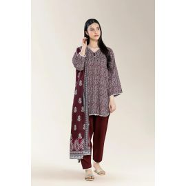 Basic Printed Staple+Viscose Bana Dora Plum 3Pc