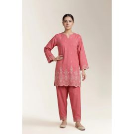 Embroidered Khaddar-Coral 2PC