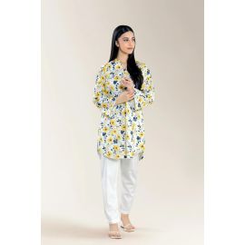 Print With Embroidery Schiffli Yellow Shirt