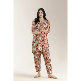 Printed Viscose Linen Grey 2Pc