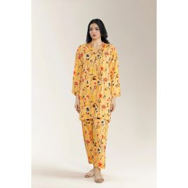 Printed Viscose Linen Coral 2PC