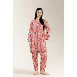 Printed Viscose Linen Peach 2Pc