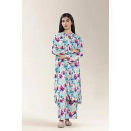 Printed Viscose Linen Cream 2PC
