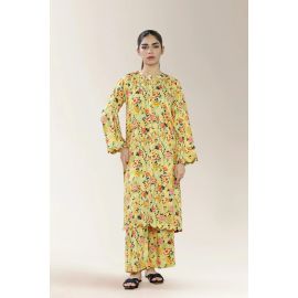 Printed Viscose Linen Peach 2PC