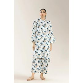 Printed Viscose Linen-Ash White 2PC