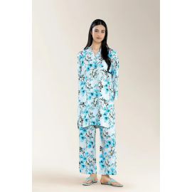 Printed Viscose Linen Ash White 2Pc