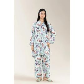 Printed Viscose Linen Light Grey 2Pc