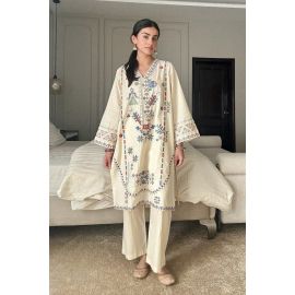 Embroidered Ivory 2PC